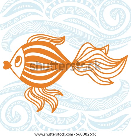 Beautiful gold fish. Vector illustration.
