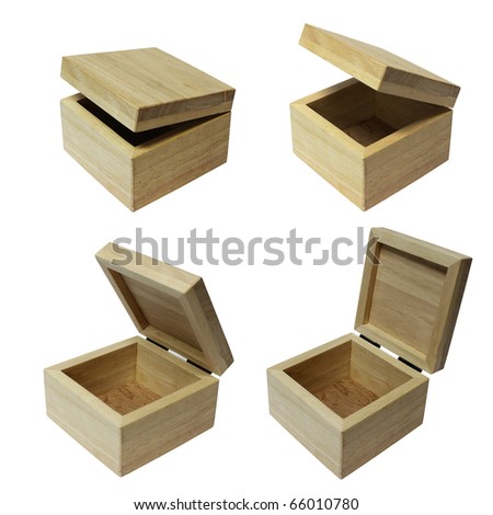 wood boxs on white background, four steps