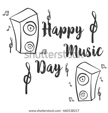 Hand draw card style music day vector art