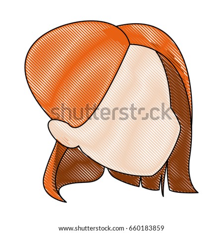 profile woman head character caricature image