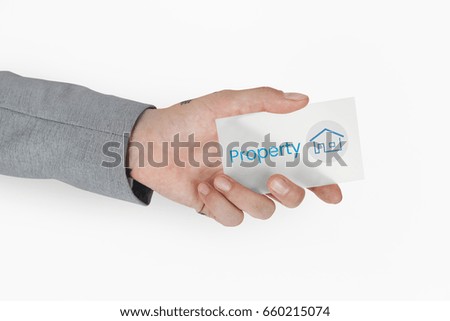 Hand holding banner network graphic overlay