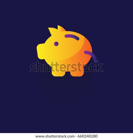 Piggy Bank Element icon, vector illustration. Flat design style on blue background. colorful. logo. Symbol
