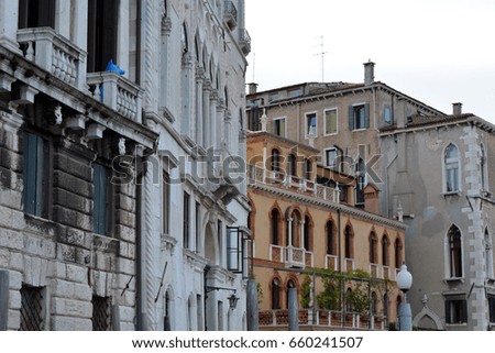 Close up on Venetian buildings on the Canal Grande