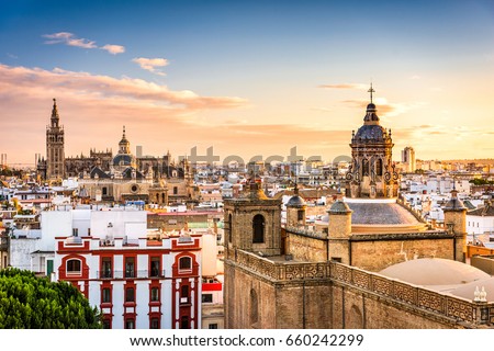 Seville, Spain skyline in the Old Quarter.
