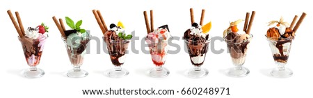Large collection of Ice cream on white Royalty-Free Stock Photo #660248971