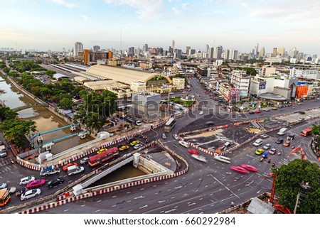 Building or High-rise business district in the heart of Bangkok, Thailand