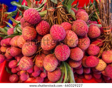 lichee, Litchi  fruits,
Scientific name Lichi chinensis Sonn Royalty-Free Stock Photo #660329227