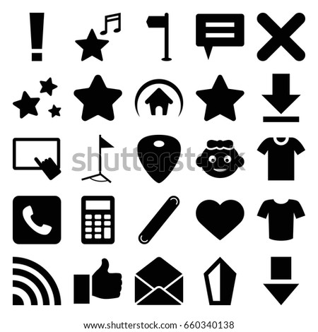 Website icons set. set of 25 website filled icons such as baby girl, star, finger on tablet, t-shirt, heart, envelope, bandage, guitar mediator, favorite music, download, call