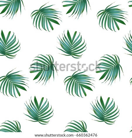 Tropical palm leaves seamless pattern. Exotic background. Hawaiian print. Jungle plants. Summer texture.