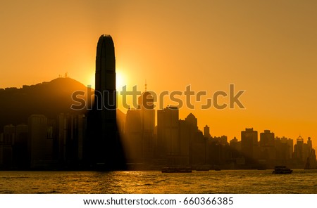 Silhouette of Hong Kong skyline