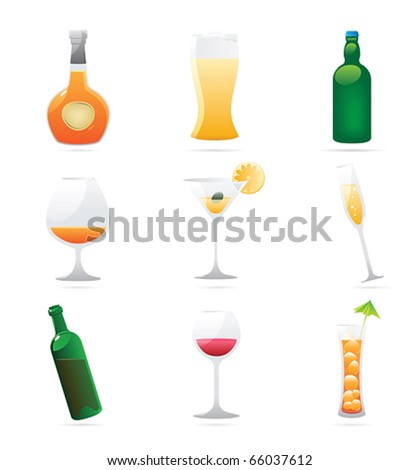 Icons for drinks. Vector illustration.