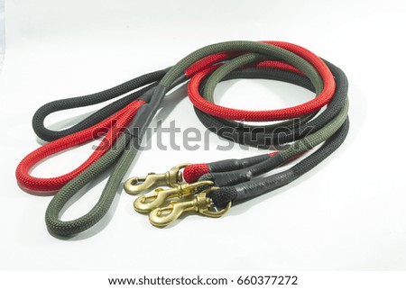 Pet supplies about Leash for pet isolated on white.