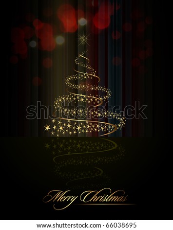 Christmas Tree made of Golden Stars | Vector Greeting Card