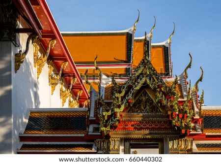 Gable roof in Thai temple.