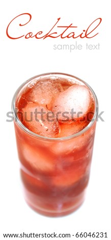 Cocktail with ice isolated on white background