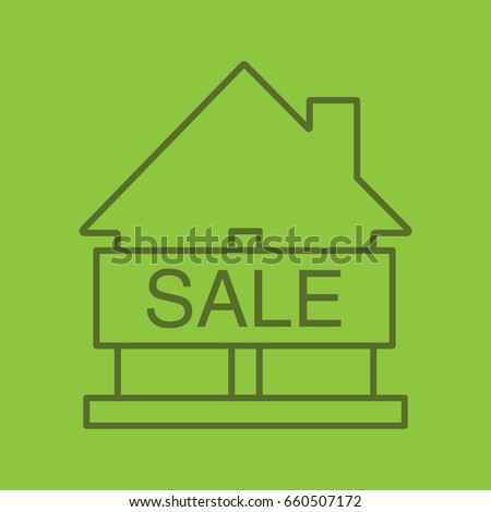House for sale color linear icon. Real estate market. Thin line outline symbols on color background. Building business. Vector illustration
