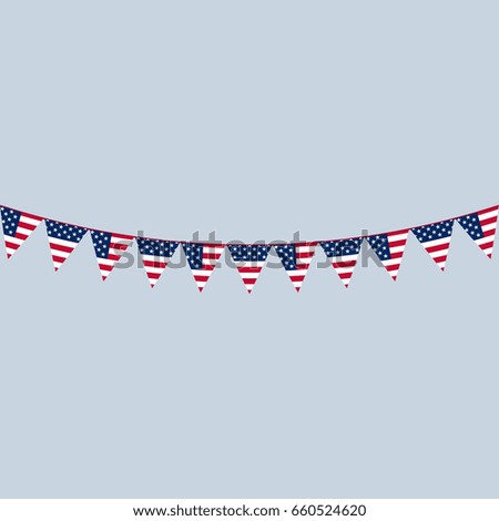 America triangle flag garland isolated. Vector illustration