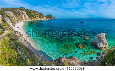 Sansone beach with amazing turquoise water, Elba Island, Tuscany, Italy. Royalty-Free Stock Photo #660550069