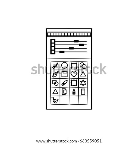 white background with monochrome silhouette of color palette and tool box for designer graphic vector illustration
