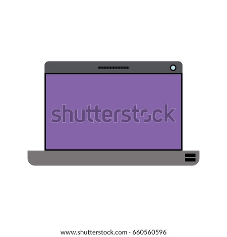 white background with colorful silhouette of laptop computer in front view vector illustration