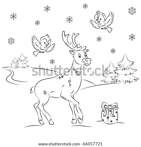 Reindeer in the winter forest