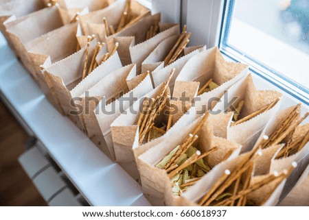 Box with crackers and snacks
