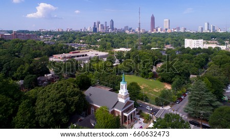 Atlanta Georgia, Virginia Highlands Neighborhood, Church (Aerial View)