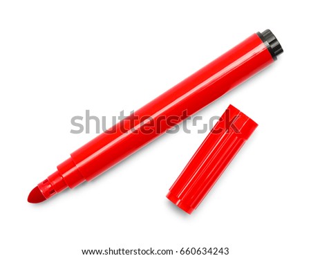 Red Open Marker Isolated on White Background. Royalty-Free Stock Photo #660634243
