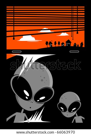 alien visitors cartoon background