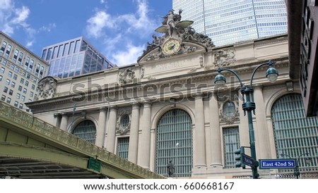 Grand Central Station building along 42nd Street, New York City. Royalty-Free Stock Photo #660668167