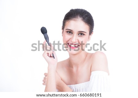 beautiful asian women makeup on white background