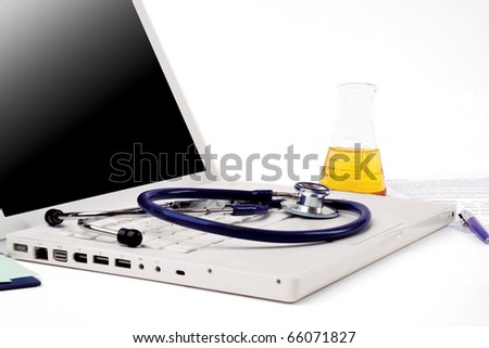 Stethoscope and laptop computer