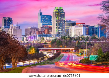 Raleigh, North Carolina, USA downtown city skyline. Royalty-Free Stock Photo #660735601