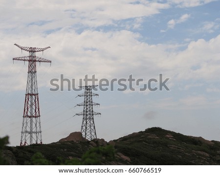 The two electric wire frame erupted on the top the hills in the island