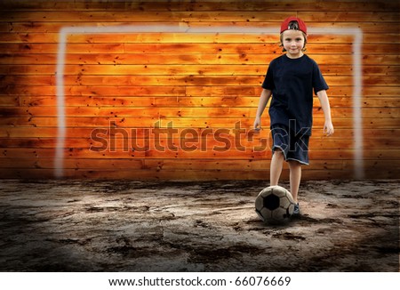 Football player and Grunge ball on the retro grunge background