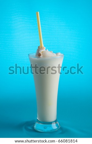 ice coconut isolate on blue background.
