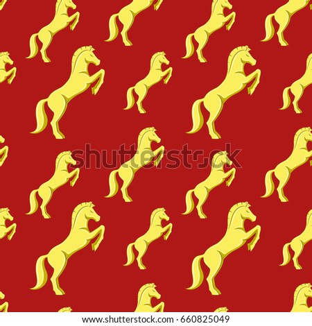Pattern for seamless background with golden horses.