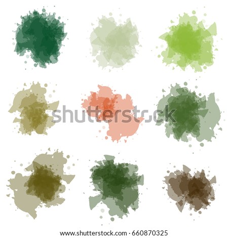 Colorful vector splashes - blot. Stains set. Paint splat set. Paint splashes set for design use. Abstract vector illustration.