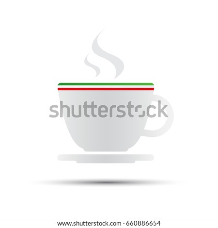 Simple vector coffee icon with italian flag isolated on white background