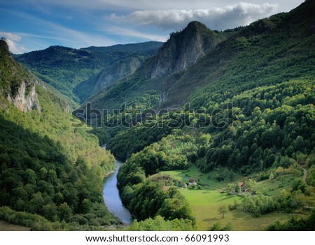 Tara river gorge in Montenegro mountains. Royalty-Free Stock Photo #66091993