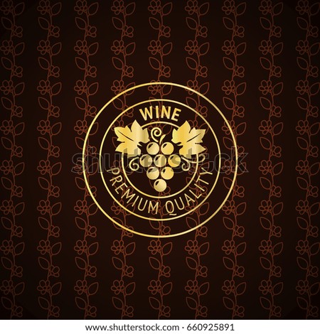 Gold wine label design on the decorative background. illustration
