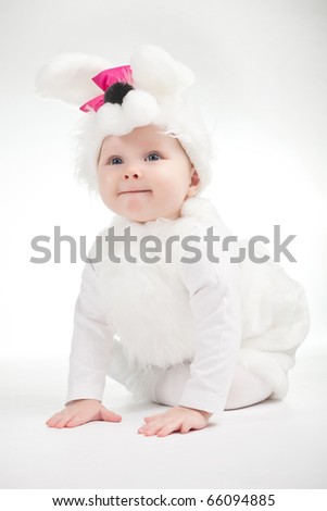cute baby in rabbit costume