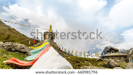 View on Tibetan Stupa in the mountains