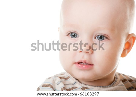 happy baby portrait isolated on white background