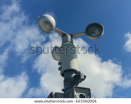 Cup anemometer rotates when the sky is overcast Royalty-Free Stock Photo #661060006