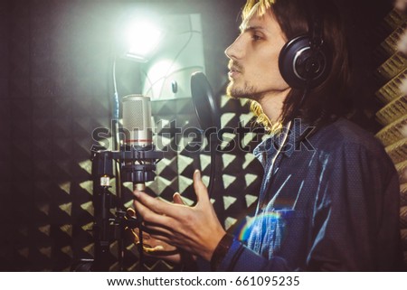 man singing in the Studio