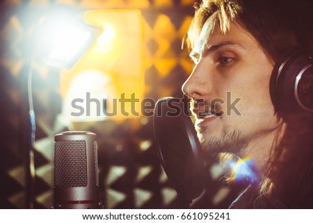 man singing in the Studio