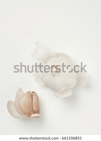 spices seasoning garlic herb drug on white wooden background