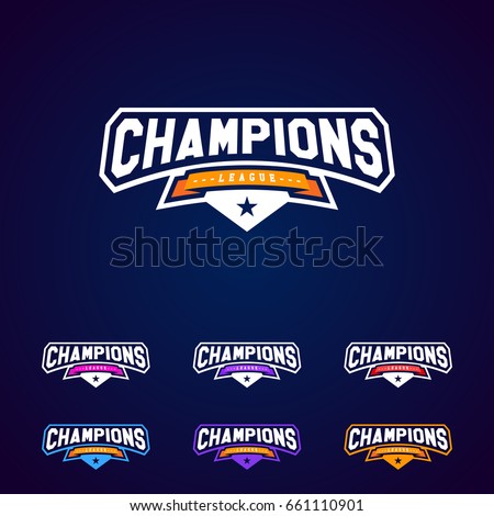 Set of the Champion sports league vector logo emblem badge graphic with star Royalty-Free Stock Photo #661110901