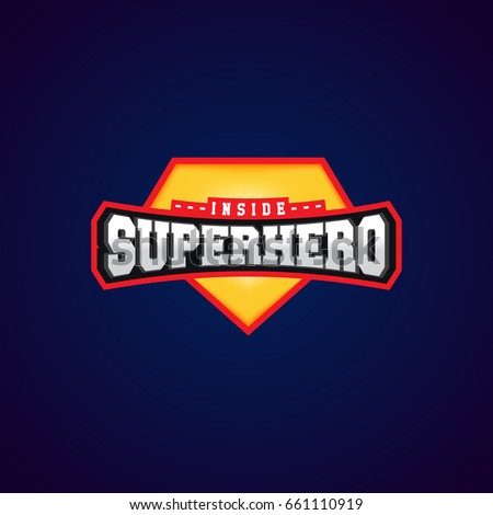 Super hero power full typography, t-shirt graphics, vectors. superman Red, yellow frame Superhero inside super man logo vector illustration